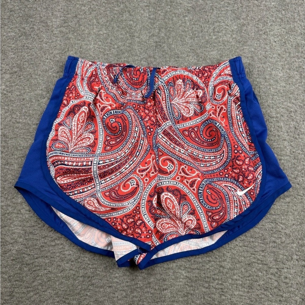 Nike Women's Tempo S Small Running Shorts Red Blue Paisley Dri-FIT Athletic